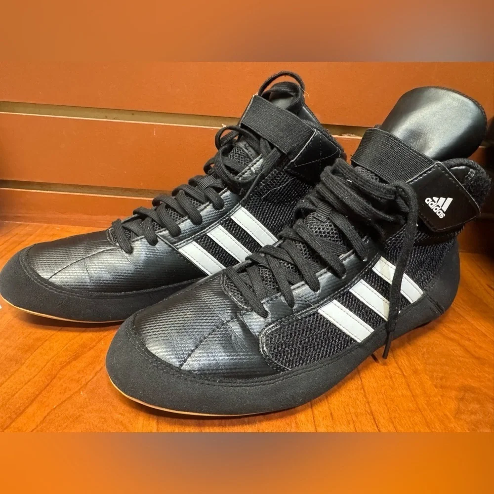 Adidas Black and White High-Top Athletic Shoes